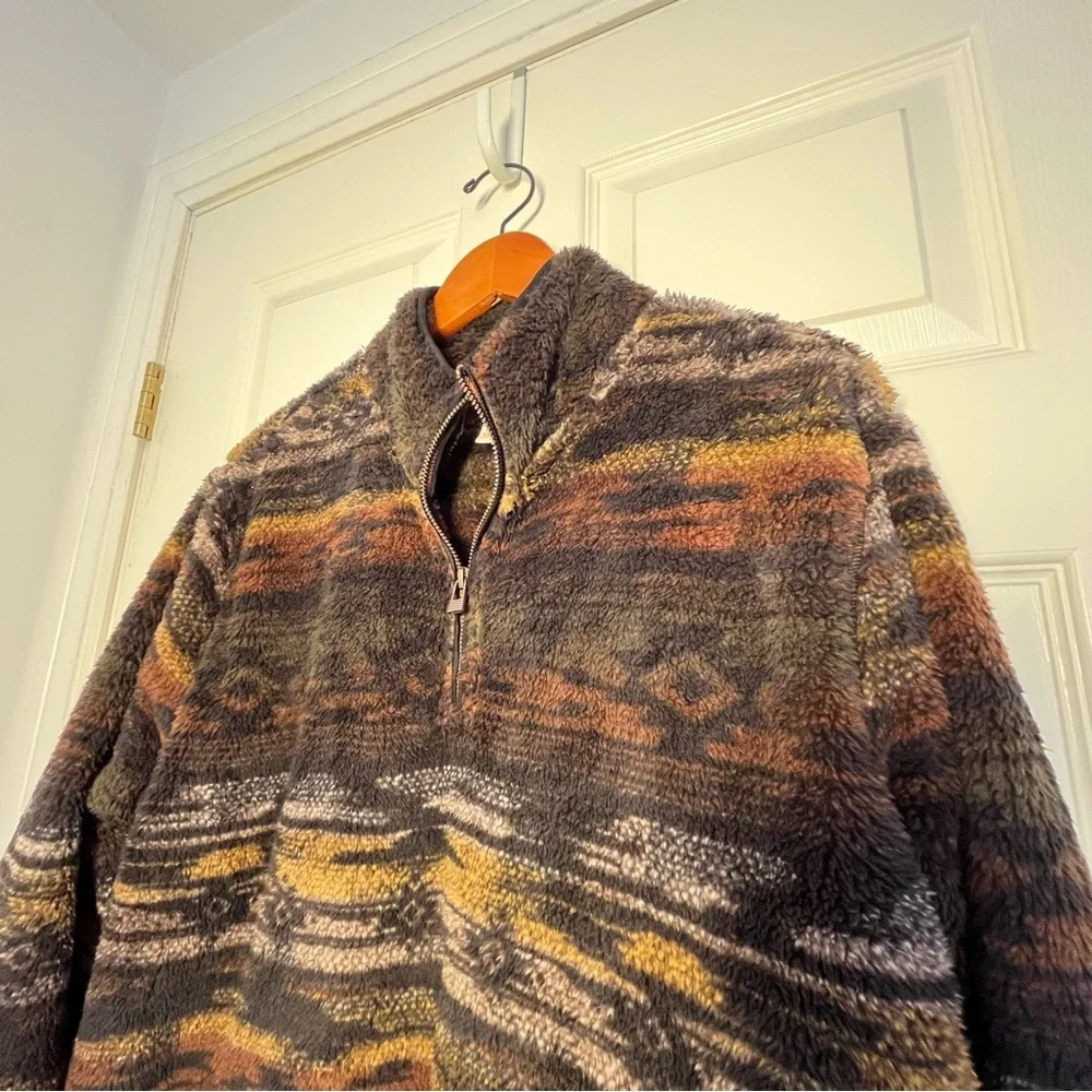 CARBON 2 COBALT Men's Cozy Brown Ridgeline Patterned Zip-Up Jacket Size Large